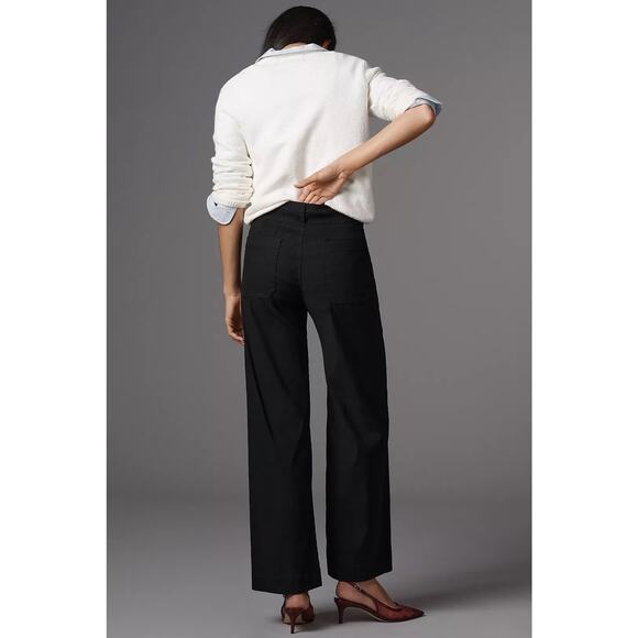 Maeve Anthropologie The Colette Black Wide Leg Pants Size 26 High Rise - Picture 3 of 8